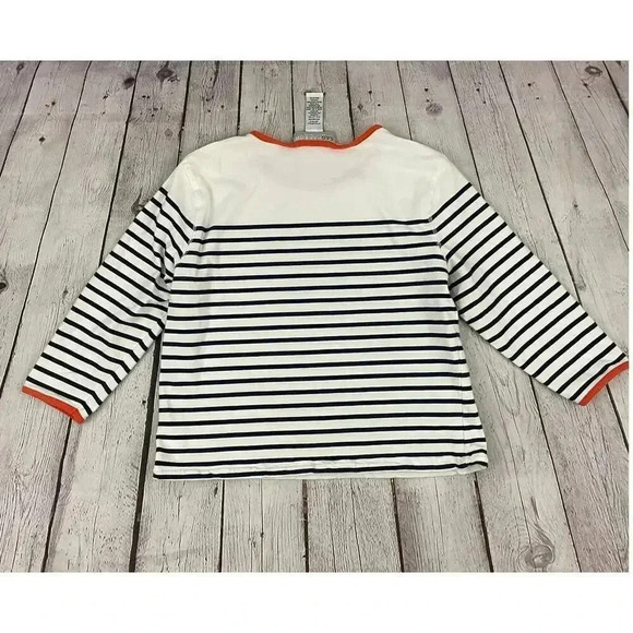 Sag Harbor Sport Striped Shirt Petite Medium 3/4 Sleeves Orange Trim Women's - Picture 2 of 11
